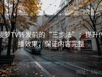 菠萝TV转发前的“三步法”：提升传播效果，保证内容完整