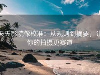 天天影院像校准：从规则到摘要，让你的拍摄更赛道