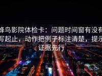 蜂鸟影院体检卡：问题时间窗有没有写起止，动作把例子标注清楚，提示证据先行