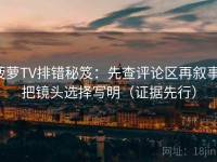 菠萝TV排错秘笈：先查评论区再叙事，把镜头选择写明（证据先行）
