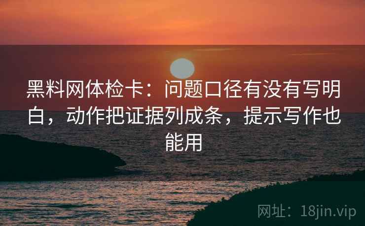 黑料网体检卡：问题口径有没有写明白，动作把证据列成条，提示写作也能用